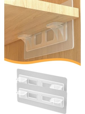 Mikasso Raf Destek Aparatı 4 Adet Yapışkanlı Dolap Raf Tutucu Sabitleyici Klips Askı 4 Adet Raf Destek Apara