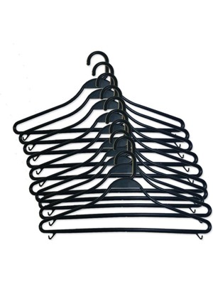 Mikasso Plastik Siyah Askı 12'li, Kıyafet Askısı, Kuru Temizleme Askısı - Plastik - Siyah Plastik Beyaz Tr