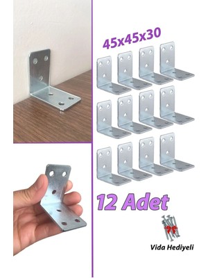 Mikasso 12 Adet Mobilya Eşya Dolap Duvar Sabitleyici Köşe Bağlantı L Demir Gönye Deprem Güvenliği 45X45X30MM