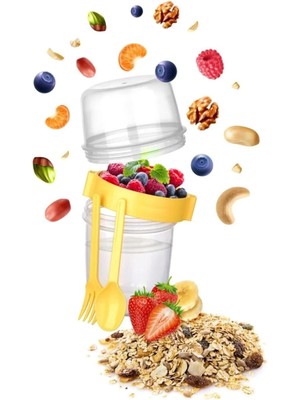 Mikasso 1100 ml Beslenme ve Saklama Kabı Titiz Taken Go Yoğurt Kabı ve Müsli Kabı (AP-9453) Plastik Sarı