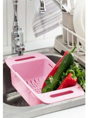 Mikasso Lavabo Süzgeci-Çok Amaçlı Plastik Ayarlanabilir -Pembe-Pratik Lavabo Süzgeci Plastik