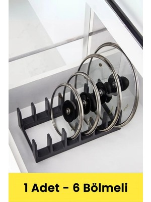 Mikasso Çok Amaçlı Tabak Tava Tencere Kapağı Düzenleyici – Plastik Çekmece & Dolap Içi Organizer (Gri) Plast