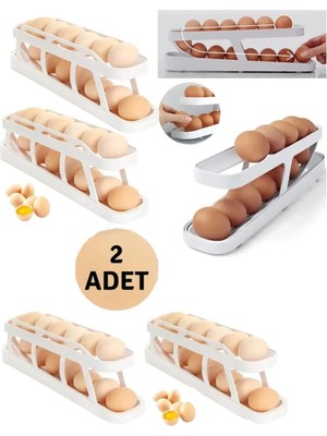 Mikasso Aveo 2 Adet 2 Katlı Otomatik Buzdolabı Yumurta Standı Yumurtalık Rafı Saklama Buzdolabı Organizer Pl