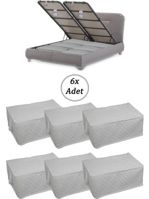 Mikasso 6 Adet Kapitoneli Baza Altı Hurç 60X40X22 (Beyaz) Tela 60 x 40 Beyaz Tr