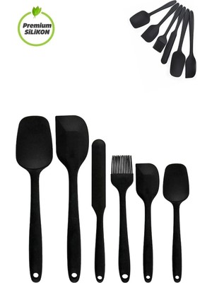 Mikasso 6'lı Silikon Spatula Fırça Seti Pratik Yemek Hazırlık Gereçleri Kaşık Bıçak Spatula Servis Seti Sili