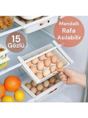 Mikasso 15 Li Yumurta Saklama Kabı Dolap Içi Yumurtalık Mandallı Yumurtalık Plastik Beyaz