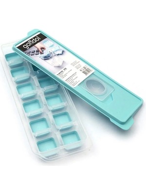 Mikasso 12'li Bölmeli Bas Parmak Silikon Buz Kalıbı / Kapaklı Silikon Yapışmaz Bas Parmak Buzluk Plastik