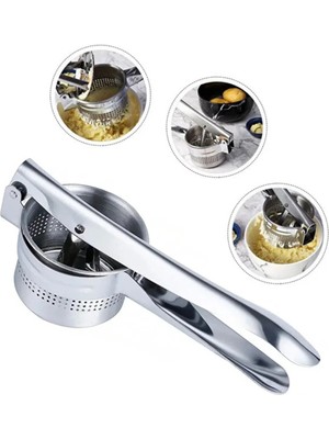 Mikasso Paslanmaz Çelik Patates Ezici Sebze Meyve Püre Yapıcı ve Meyve Sıkacağı Patetes Püre Yapıcı Çelik