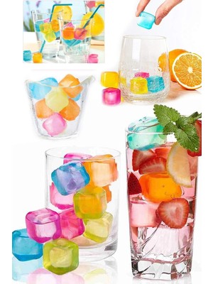 Mikasso 20'li Tükenmez Buz Kalıbı Seti | Renkli Plastik Büz Küpleri | 20 Adet Buz Küpü Plastik