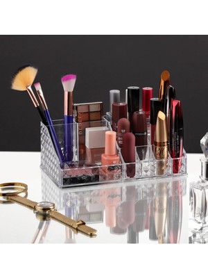 Mikasso Diamond Çok Bölmeli Makyaj Organizeri Plastik Çok Renkli