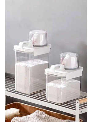 Mikasso 2'li Sızdırmaz Depolama Erzak Bakliyat Deterjan Ölçekli Saklama Kabı Plastik Turuncu