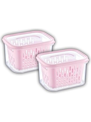 Mikasso Süzgeçli Saklama Kabı 1,6 Lt Zeytin Saklama Kabı 2li Set Plastik Yeşil