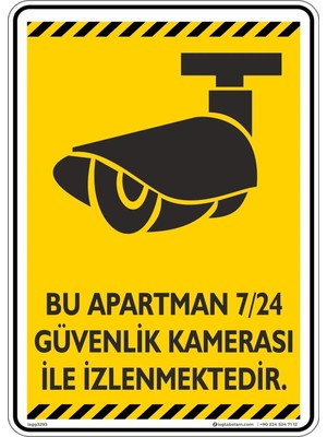 Mikasso 15X20CM/3ADET/ETIKET/BU Apartman 7/24 Güvenlik Kamerası ile Izlenmektedir/v5