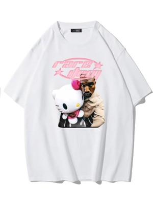 Brz Collection Unisex Oversize (Beyaz) Kanye West Hello Kitty Rare Item T-Shirt (Beyaz)
