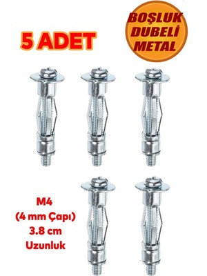 Mikasso Çelik Alçıpan Boşluk Dübel Tuğla Paraşüt Duvar Bims Tuğla 4X38 Metal 5 Adet.