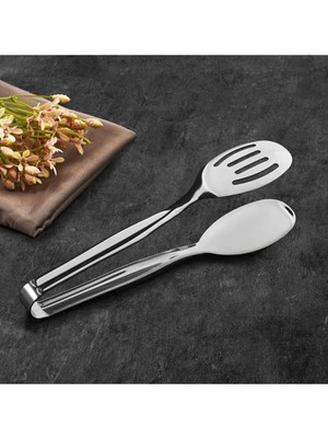 Mikasso Lüks Salata Maşası 18/10 Paslanmaz Çelik Paslanmaz Çelik Gümüş