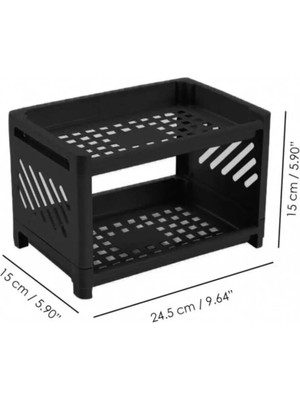 Mikasso Iki Katlı Ayrılabilir Plastik Ofis Organizeri Plastik 17 x 12 Siyah Cn