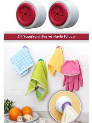 Mikasso 2’li Silikon Yapışkanlı Havlu ve Bez Tutucu – Mutfak & Banyo Askısı, Pratik Duvar Tipi Organizer Pla