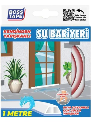 Mikasso Yapışkanlı Duş Kapı Mutfak Tezgahı Etrafı Su Kesici Bariyer Beyaz 1mt