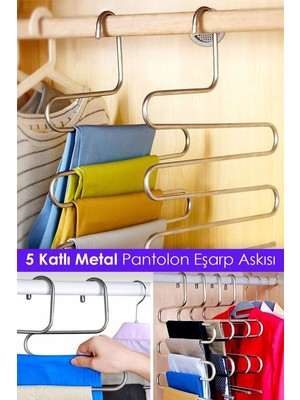 Mikasso Pratik Dolap Içi 5 Kat Katlı Pantolon Eşarp Şal Askısı | 5 Katlı Pantolon Eşarp Askısı 5 Katlı Askı
