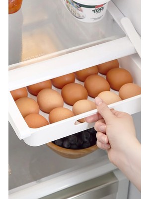 Mikasso Eggo Pratik Geçmeli Mandallı Raf Yumurtalık 15'li Dolap Içi Yumurta Saklama Kutusu Plastik Beyaz