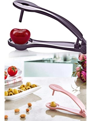 Mikasso Pratik Çekirdek Çıkarma Aparatı - Yeşil Siyah Zeytin, Vişne, Kiraz Çekirdeği Çıkarıcı Beyaz