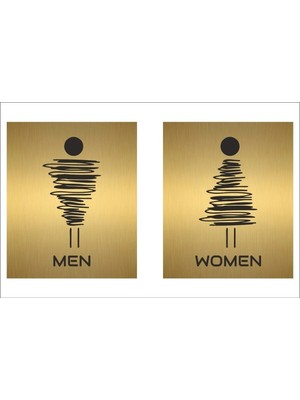 Mikasso Wc Tuvalet Tabelası Kapı ve Duvar Yönlendirme Levhası 10X12 cm 2 Ayrı Metal Levha