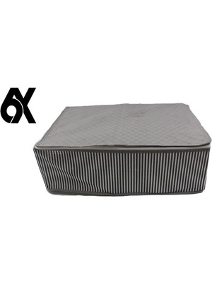 Mikasso 6 Adet Antrasit Çizgili Büyük Boy Baza Altı Hurç - 64X45X22 cm | Fonksiyonel Saklama Çözümü Poliprop