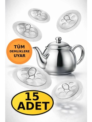 Mikasso 15 Adet Paslanmaz Çelik Çaydanlık Içi Çay Süzgeci Demlik Süzgeç Söktak Paslanmaz Çelik