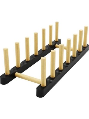 Mikasso Ahşap Bölmeli Tabak Standı SEO8104 Sarı