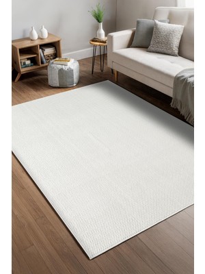 Cotto Home Petek Beyaz Yıkanabilir Kaymaz Taban Yumuşak Dokulu Peluş Kesme Halı Mutfak Koridor Salon Halısı