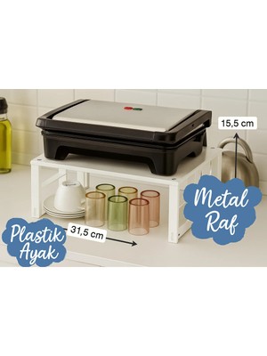 Mikasso Metal Dolap Içi Raf, Bardak, Baharat, Tabak Düzenleyici Organizer, Alan Tasarrufu Metal Beyaz Tr