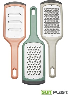 Mikasso 3'lü Kaydırmaz El Rendesi Seti - Rende, Doğrama, Soyma - El Rendesi Plastik