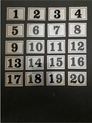 Mikasso Kapı Numarası Dolap Kutusu Numarası 3x3 cm 1 Den 20 Ye Plastik