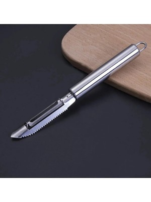 Mikasso Paslanmaz Çelik Sebze Meyve Oyacağı ve Soyacağı Balık Pulu Temizleme Kabak Oyma Çeyizlik Pratik Gri