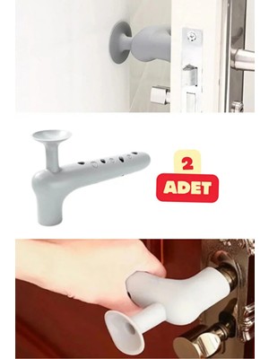 Mikasso 2 Adet Silikon Kapı Kolu Koruyucu Stoper Gri Kapı Arkası Duvar Koruyucu Gürültü Emici Koruma Tampon
