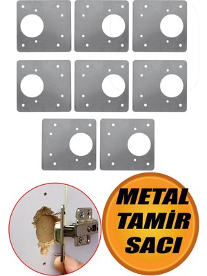 Mikasso Dolap Kapak Taş Menteşe Tamir Sacı Nobel Pratik Onarım Kiti Yuva Saçı Tablası 8x8.5 cm 8 Adet. Gri
