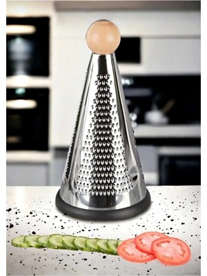 Mikasso Paslanmaz Çelik Ahşap Topuzlu Huni Rende 22 cm Çelik