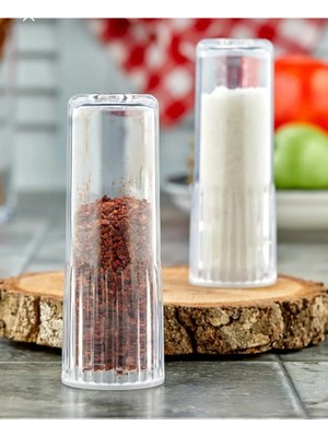 Mikasso 6 Adet Kristal Mika Tuzluk & Biberlik ( Cam Değildir ) Plastik Beyaz