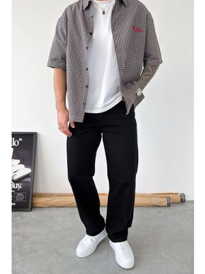 HAFKA Siyah Basic Baggy Fit Pantolon