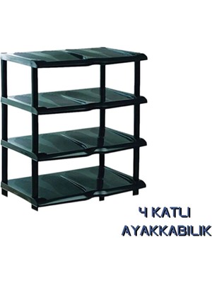 Mikasso 4 Katlı Siyah Plastik Ayakkabılık, Şık ve Pratik Ayakkabı Rafı Plastik Siyah Tr