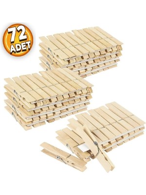 Mikasso Ahşap Çamaşır Mandalı Çamaşır Maşası 72 Adet Ağaç Mandal Tahta Mandal 25+ Tr