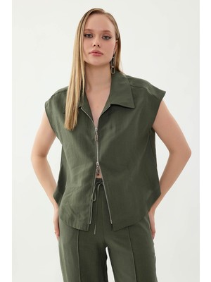 Vitrin Önü Fermuarlı Bluz