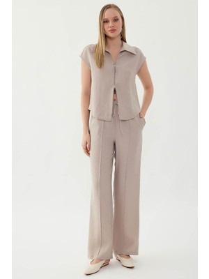 Vitrin Önü Dikişli Beli Lastikli Pantolon