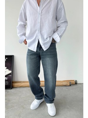 HAFKA Mavi Basic Baggy Fit Pantolon