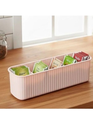 Mikasso 5 Bölmeli Dolap Içi Düzenleyici Çay, Tatlı, Paket Düzenleyici Çok Amaçlı Düzenleyici Pembe 2 Adet Pl