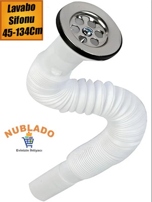 Mikasso Sifon Körüklü Lavabo Evye Hortumu Sifonu Pis Su Gideri Borusu 45-134 Cm.