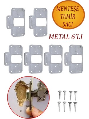 Mikasso Dolap Kapak Taş Menteşe Tamir Sacı Onarım Kiti 6,5x9 cm Yuva Tablası Pratik 6 Adet.