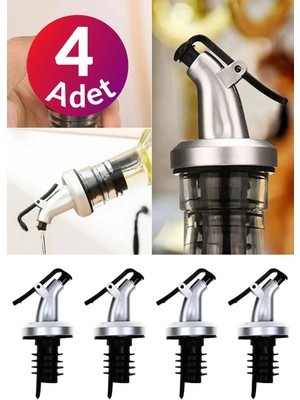 Mikasso 4 Adet Kapaklı Şişe Ucu Servis Aparatı Damlalık Yağdanlık Tıpa Tapa Mantar Siyah