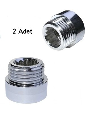 Mikasso (2 Adet) Musluk Çeşme Uzatma Dişli Eki Krom Kaplama PRINÇ-1,5CM-15MM 1/2 Çeşmelere Uyumlu